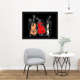 "Artery8 Wall Art Print Musicians Jazz Bass Large Large Framed Wall Décor Art in White - Size: W18"" x H24""" - thumbnail 2