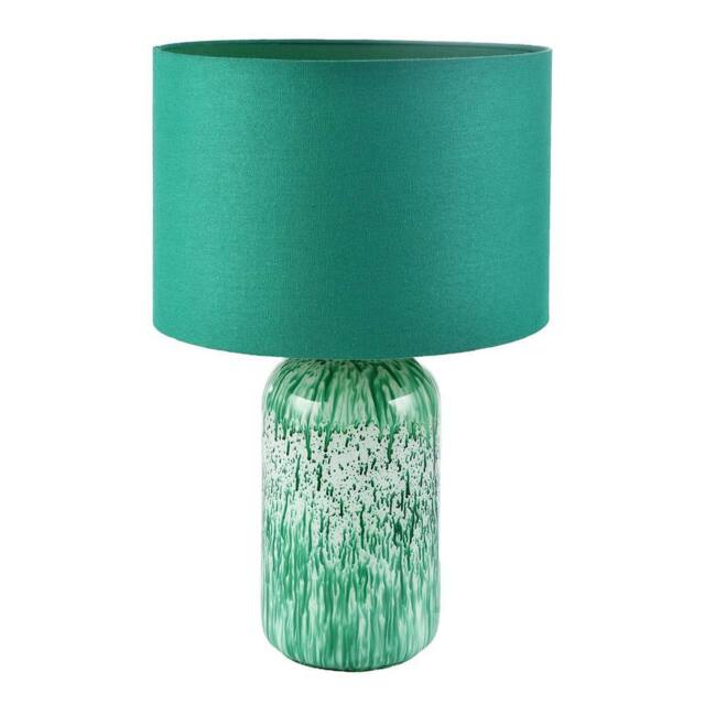 Happy Homewares Modern Marble Drip Snowflake Glass Table Lamp with Linen Shade in Emerald - image 1