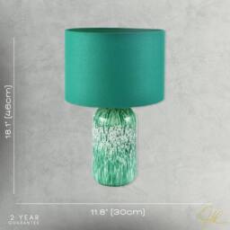 Happy Homewares Modern Marble Drip Snowflake Glass Table Lamp with Linen Shade in Emerald - thumbnail 7