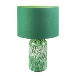 Happy Homewares Modern Marble Drip Snowflake Glass Table Lamp with Linen Shade in Emerald - thumbnail 2