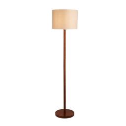 Lighting Collection Slim Wood-Base Floor Lamp with Neutral Fabric Shade in Dark Brown - thumbnail 2
