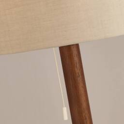 Lighting Collection Slim Wood-Base Floor Lamp with Neutral Fabric Shade in Dark Brown - thumbnail 4