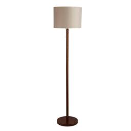 Lighting Collection Slim Wood-Base Floor Lamp with Neutral Fabric Shade in Dark Brown - thumbnail 3
