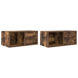 Berkfield Home TV Cabinets 2 pcs Smoked Oak 60x31x25.5 cm Engineered Wood in Brown - thumbnail 3
