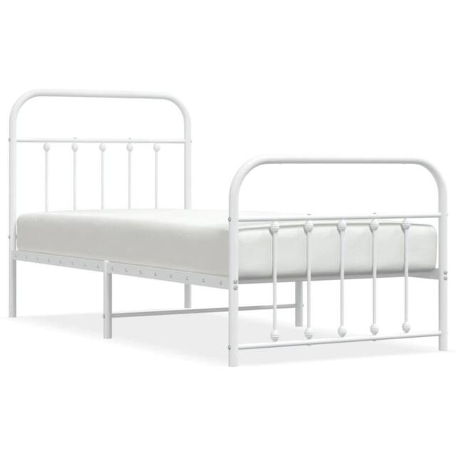 Berkfield Home Metal Bed Frame with Headboard & Footboard White 90x200 cm - image 1