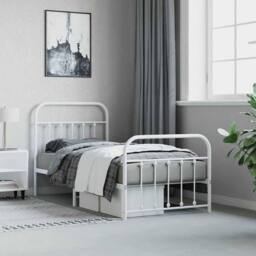 Berkfield Home Metal Bed Frame with Headboard & Footboard White 90x200 cm - thumbnail 4