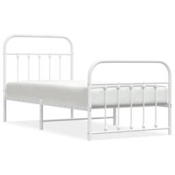 Berkfield Home Metal Bed Frame with Headboard & Footboard White 90x200 cm - thumbnail 1