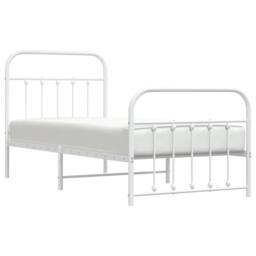 Berkfield Home Metal Bed Frame with Headboard & Footboard White 90x200 cm - thumbnail 5
