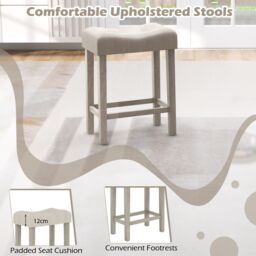 Costway 4-Piece Bar Table Set Counter Height Bistro Table w/ Power Outlet in Grey - thumbnail 3