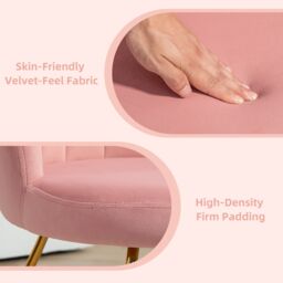 HOMCOM Accent Chair, Velvet Armchair with Lotus Backrest, Steel Legs in Pink - thumbnail 5