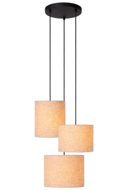 Netlighting Lucide MAYA Pendant light 46 cm 3xE27 Black in Natural - image 1