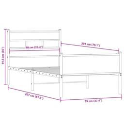 Berkfield Home Bed Frame without Mattress Smoked Oak 90x200 cm Engineered Wood in Brown - thumbnail 9