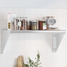 Berkfield Home Wall Shelf 75x30x31 cm Silver Stainless Steel - Size: 75 x 30 x 31 cm