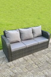 Fimous Rattan Outdoor Gas Fire Pit Table Gas Heater Sets Lounge Sofa Reclining Chairs in Dark Grey - thumbnail 6
