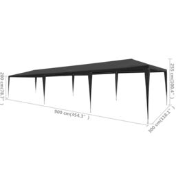 Berkfield Home Party Tent 3x9 m PE Anthracite in Black - thumbnail 6