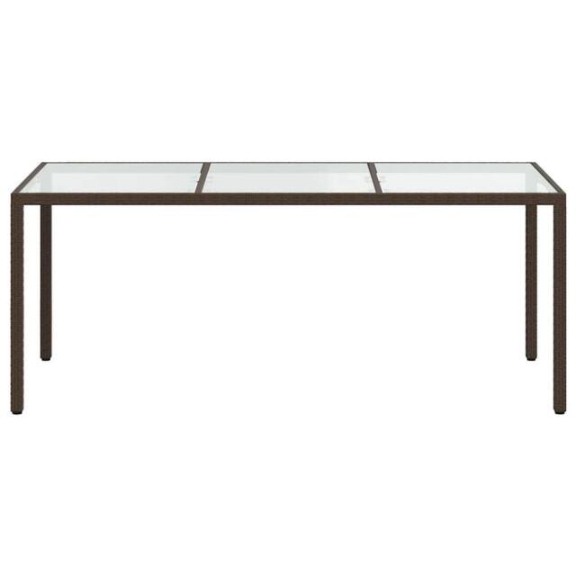 Berkfield Home Garden Table Brown 190x90x75 cm Tempered Glass & Poly Rattan - Size: 190 x 90 x 75 cm - image 1