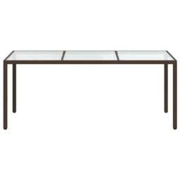 Berkfield Home Garden Table Brown 190x90x75 cm Tempered Glass & Poly Rattan - Size: 190 x 90 x 75 cm - thumbnail 1