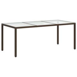 Berkfield Home Garden Table Brown 190x90x75 cm Tempered Glass & Poly Rattan - Size: 190 x 90 x 75 cm - thumbnail 5