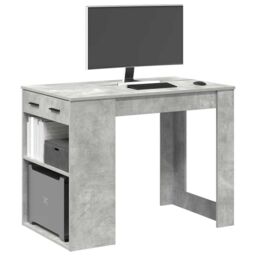 Berkfield Home Desk with Drawer & Shelf Concrete Grey 102x62x77.5 cm Engineered Wood - thumbnail 1