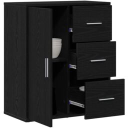 Berkfield Home Sideboard with Drawer with Shelf Black oak 60 x 31 x 70 cm Engineered wood - thumbnail 3