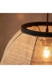 Netlighting Zaire Single Pendant Ceiling Lamp Natural Linen Matt Black in Brown - thumbnail 6