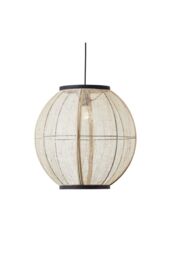 Netlighting Zaire Single Pendant Ceiling Lamp Natural Linen Matt Black in Brown