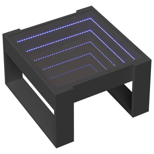 Berkfield Home Decorative Coffee Table with Infinity LED Black 50x53x30 cm - Size: 50 x 53 x 30 cm - image 1