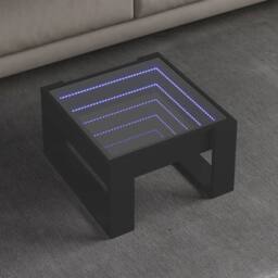 Berkfield Home Decorative Coffee Table with Infinity LED Black 50x53x30 cm - Size: 50 x 53 x 30 cm - thumbnail 2