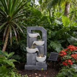 Living and Home Solar-Operated Fountain for Outdoor Gardening Décor in Grey - thumbnail 4
