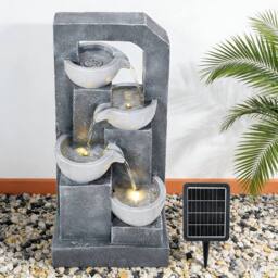 Living and Home Solar-Operated Fountain for Outdoor Gardening Décor in Grey - thumbnail 3