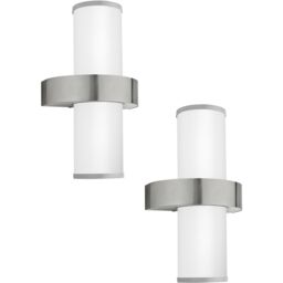 Loops 2 PACK IP44 Outdoor Wall Light Stainless Steel & Silver 2x 60W E27 Lamp in Metallics - thumbnail 1