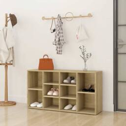 Berkfield Home Shoe Bench Sonoma Oak 103x30x54.5 cm Engineered Wood in Light Tan - thumbnail 2