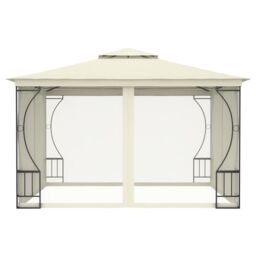 Berkfield Home Gazebo with Nets 300x300x265 cm Cream in Beige - Size: 300 x 300 x 265 cm - thumbnail 2