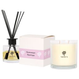 Nicola Spring 400g Soy Wax Scented Candle & Reed Diffuser Set - Summer Berries in Clear
