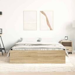 Berkfield Home Bed Frame Sonoma Oak 140x200 cm in Brown - thumbnail 3