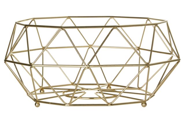 Orsina Gold Finish Fruit Basket, Stylish Wire Bowl For Displaying & Storing Fresh Fruit, Durable Metal - image 1