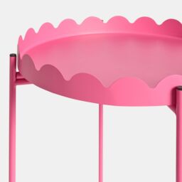OHS Scallop Edge Coffee Table Decorative Side Table with Metal Frame in Bright Pink - thumbnail 4