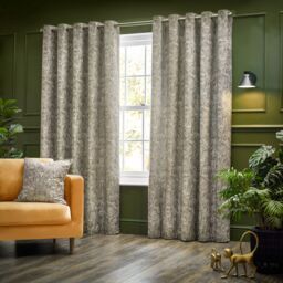 Wylder Tropics Bengal Chenille Eyelet Curtains in Beige - Size: 229 cm width x 229 cm drop - thumbnail 1