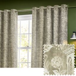 Wylder Tropics Bengal Chenille Eyelet Curtains in Beige - Size: 229 cm width x 229 cm drop - thumbnail 5
