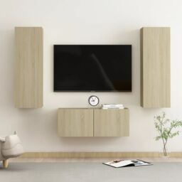 Berkfield Home 3 Piece TV Cabinet Set Sonoma Oak Engineered Wood in Brown - thumbnail 1