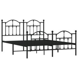 Berkfield Home Metal Bed Frame with Headboard & Footboard Black 135x190 cm Double - thumbnail 4