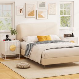 Costway Fluted Nightstand End Table with 2 Drawers in White - thumbnail 9