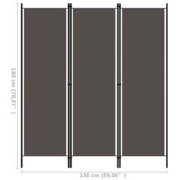 Berkfield Home 3-Panel Room Divider Anthracite 150x180 cm in Dark Grey - thumbnail 6