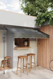 Living and Home Outdoor Manual Retractable Patio Awning with Hand Crank in Dark Grey - Size: Large - thumbnail 2