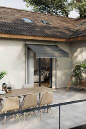 Living and Home Outdoor Manual Retractable Patio Awning with Hand Crank in Dark Grey - Size: Large - thumbnail 1