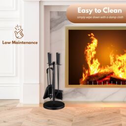 Marco Paul 5pc Fireside Accessory Set with Stand in Black - thumbnail 8