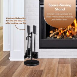 Marco Paul 5pc Fireside Accessory Set with Stand in Black - thumbnail 9