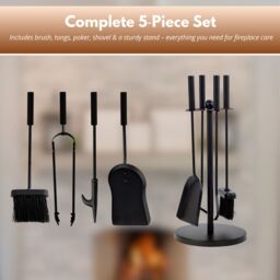 Marco Paul 5pc Fireside Accessory Set with Stand in Black - thumbnail 6