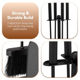 Marco Paul 5pc Fireside Accessory Set with Stand in Black - thumbnail 7