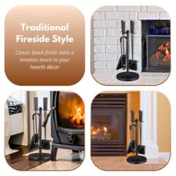 Marco Paul 5pc Fireside Accessory Set with Stand in Black - thumbnail 5